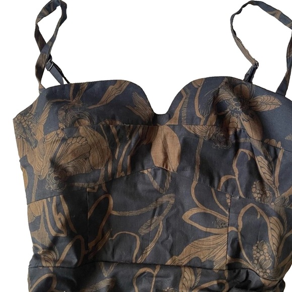 ✨NEW✨ Reformation Alfred Cotton Midi Dress in Brava Brown Black Floral Size 6 - Picture 4 of 10